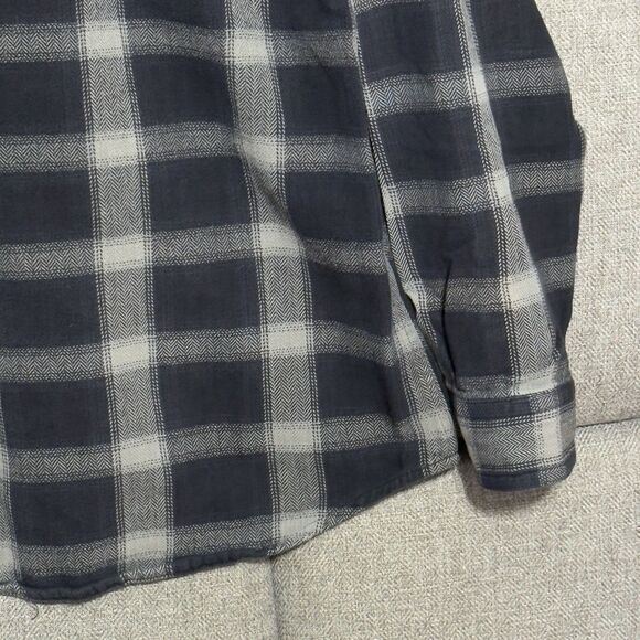 Ruff Hewn Men’s Flannel Shirt Black Grey Plaid Long Sleeve Button Front Size XL - Picture 11 of 15